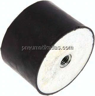 Gummi-Metall-Puffer (Typ E) 75x50mm, M 12(IG)-Gummi, Stahl verzinkt