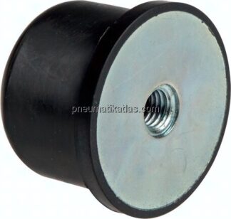 Gummi-Metall-Puffer, ballig, (Typ KE) 80x60mm, M 12(IG), Stahl verzinkt