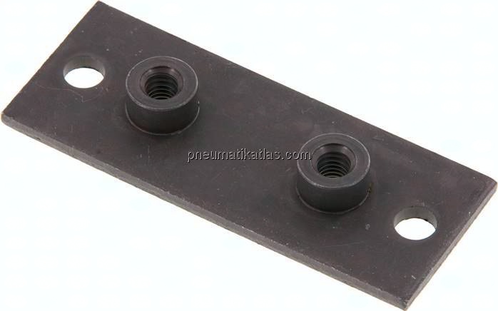 verlängerte Anschweißplatte mit Befestigungsbohrungen, Stahl blank, Baugröße 3, leichte Baureihe