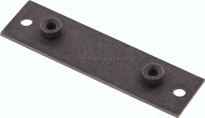 verlängerte Anschweißplatte mit Befestigungsbohrungen, Stahl blank, Baugröße 6, leichte Baureihe