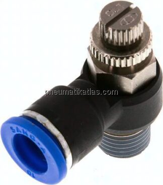 Winkel-Drosselrückschlagventil R 1/4"-10mm,abluftregelnd (Standard)