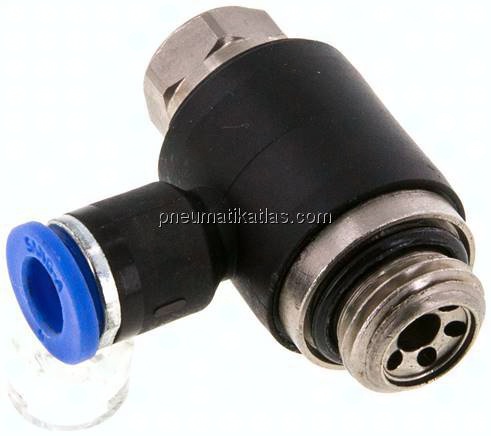 Winkel-Drosselrückschlagventil G 1/4"-6mm,abluftregelnd