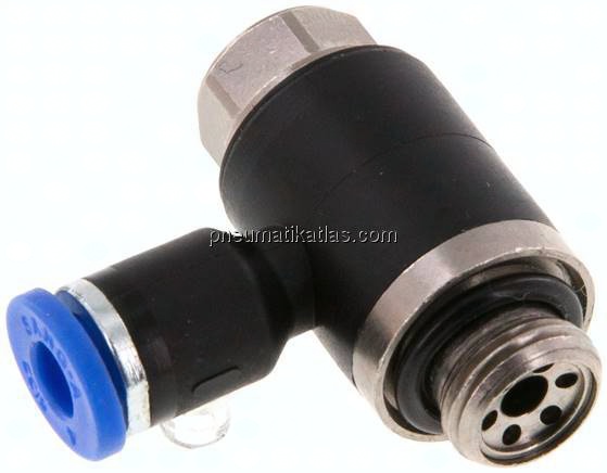 Winkel-Drosselrückschlagventil G 1/8"-4mm,abluftregelnd