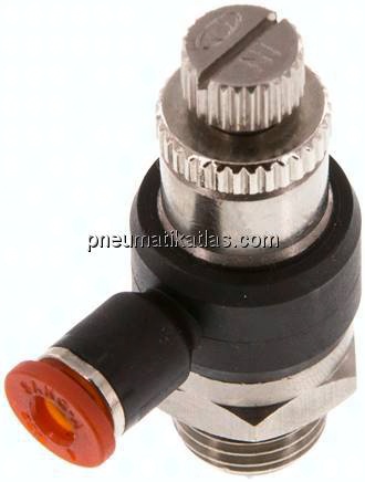 Winkel-Drosselrückschlagventil G 1/4"-4mm,zuluftregelnd