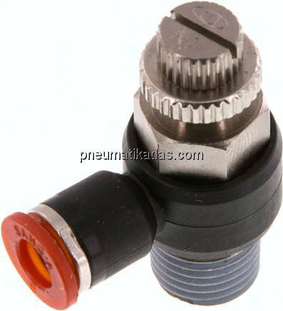 Winkel-Drosselrückschlagventil R 1/4"-6mm,zuluftregelnd