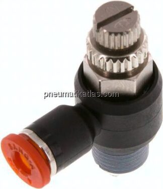 Winkel-Drosselrückschlagventil R 1/8"-4mm,zuluftregelnd