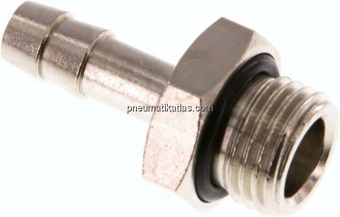 Gewindetülle mit O-Ring G 1/4"-6 (1/4")mm, Messing vernickelt