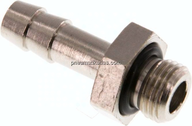 Gewindetülle mit O-Ring G 1/8"-6 (1/4")mm, Messing vernickelt