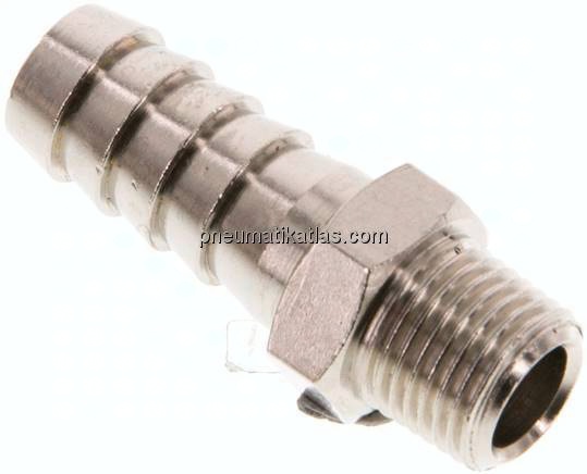 Gewindetülle R 1/8"-9 (3/8")mm, Messing vernickelt