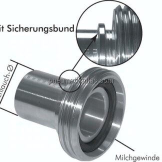 Schlauchgewindestutzen (Milchgew.) Rd 130 x 1/4"-100 (4")mm