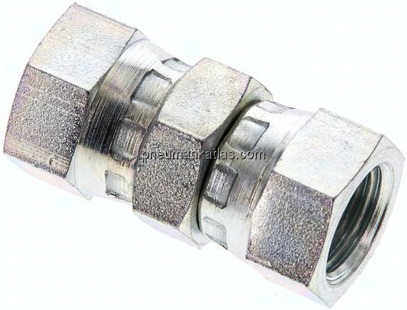 Gerader Verbinder 60°-Konus, G 1/4"-G 1/4", Stahl verzinkt