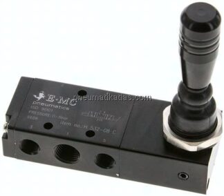 5/3-Wege Handhebelventil, G 1/4", Mittelstellung geschlossen, Raste