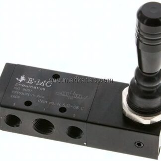 5/3-Wege Handhebelventil, G 1/4", Mittelstellung geschlossen, Raste