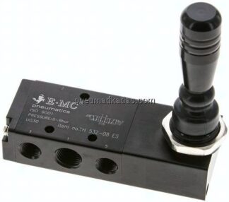 5/3-Wege Handhebelventil, G 1/4", Mittelstellung entlüftet, Federrückstellung
