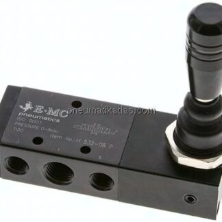 5/3-Wege Handhebelventil, G 1/4", Mittelstellung belüftet, Raste