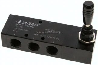 5/3-Wege Handhebelventil, G 1/2", Mittelstellung belüftet, Federrückstellung