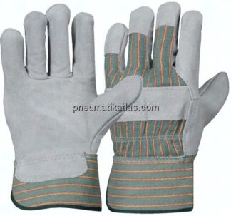 Lederhandschuh, schwere Leder- und Baumwollqualität, Rindspaltleder, grau