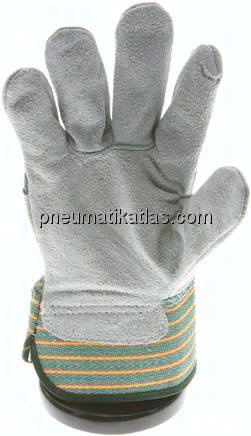 Lederhandschuh, schwere Leder- und Baumwollqualität, Rindspaltleder, grau