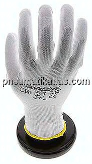 Polyester-Feinstrick-Handschuh mit PU-Teilbeschichtung, fusselfrei, weiß