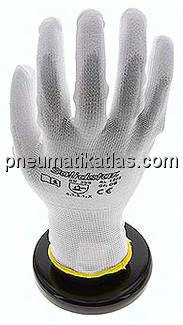 Polyester-Feinstrick-Handschuh mit PU-Teilbeschichtung, fusselfrei, weiß