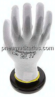 Polyester-Feinstrick-Handschuh mit PU-Teilbeschichtung, fusselfrei, weiß