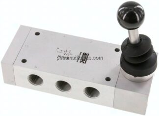 5/2-Wege Handhebelventil, Federrückstellung, G 1/2"