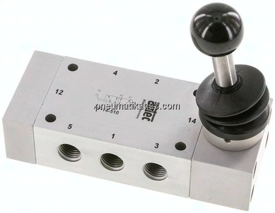 5/2-Wege Handhebelventil, Federrückstellung, G 1/4"