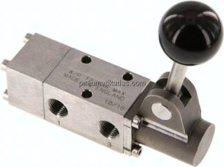 3/2-Wege (NC/NO)-Handhebelventil, G 1/4", Raste