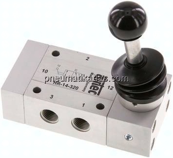 3/2-Wege Handhebelventil, Raste, G 1/4", Standard