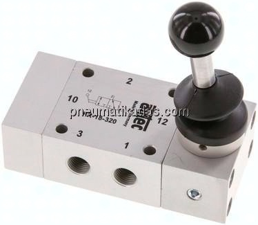 3/2-Wege Handhebelventil, Raste, G 1/8", Standard