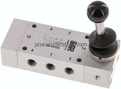 5/2-Wege Handhebelventil, Raste, G 1/8"