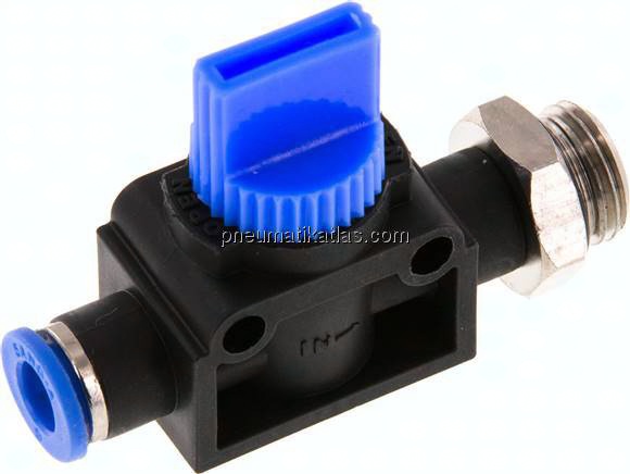 3/2-Wege-Absperrventil G 1/4"-6mm, Gewindeseite entlüftend