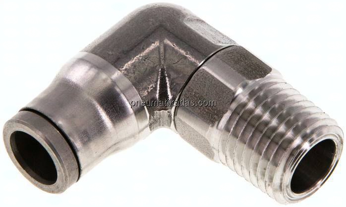 Winkel-Steckanschluss NPT 1/4"-8mm, IQS-Edelstahl