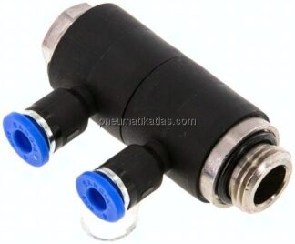 Steck-Mehrfachverteiler, 2-fach G 1/4"-4mm, IQS-Standard