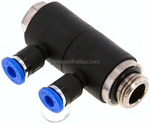 Steck-Mehrfachverteiler, 2-fach G 1/4"-4mm, IQS-Standard