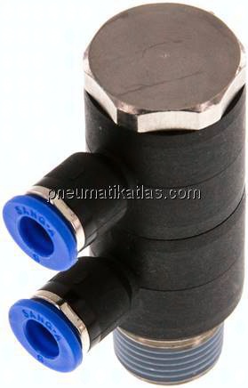 Steck-Mehrfachverteiler, 2-fach R 3/8"-6mm, IQS-Standard