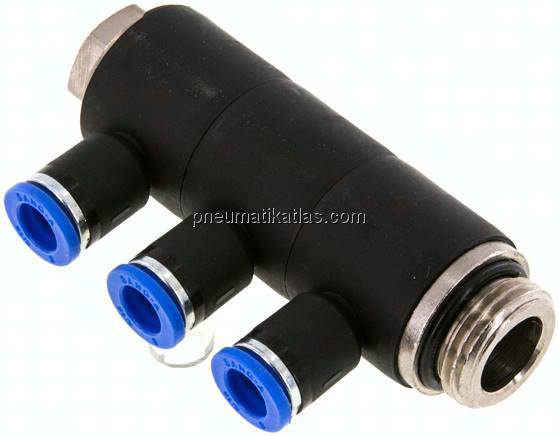 Steck-Mehrfachverteiler, 3-fach G 1/2"-8mm, IQS-Standard