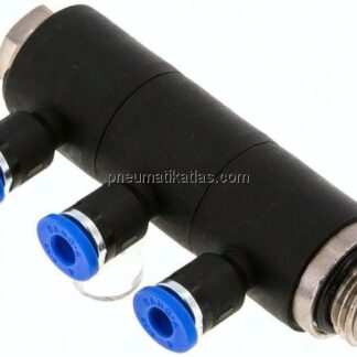 Steck-Mehrfachverteiler, 3-fach G 1/4"-4mm, IQS-Standard