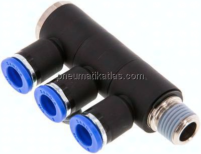 Steck-Mehrfachverteiler, 3-fach R 1/4"-8mm, IQS-Standard