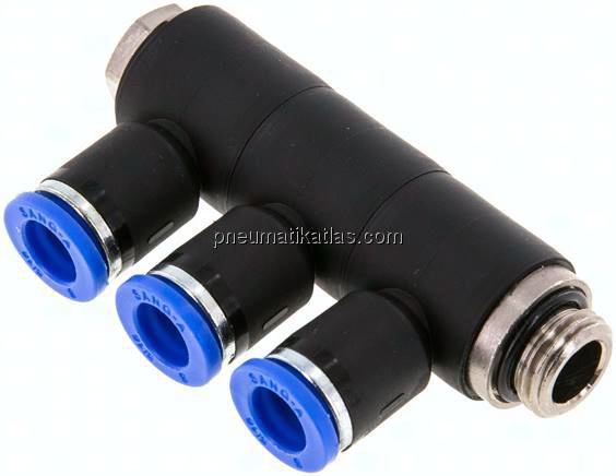 Steck-Mehrfachverteiler, 3-fach G 1/4"-8mm, IQS-Standard