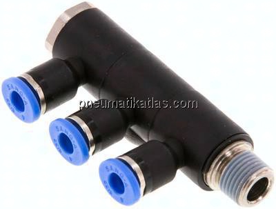 Steck-Mehrfachverteiler, 3-fach R 1/8"-4mm, IQS-Standard