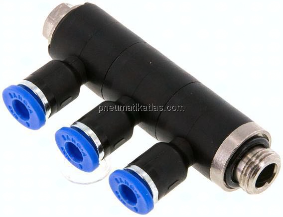 Steck-Mehrfachverteiler, 3-fach G 1/8"-4mm, IQS-Standard
