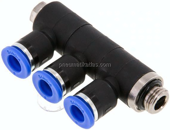 Steck-Mehrfachverteiler, 3-fach G 1/8"-6mm, IQS-Standard