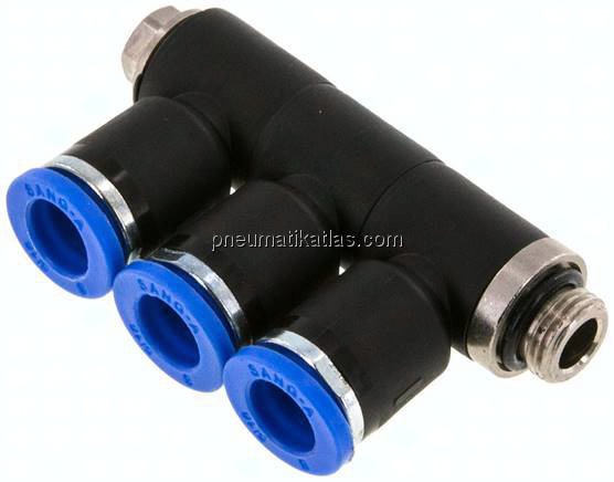 Steck-Mehrfachverteiler, 3-fach G 1/8"-8mm, IQS-Standard