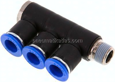 Steck-Mehrfachverteiler, 3-fach R 3/8"-12mm, IQS-Standard