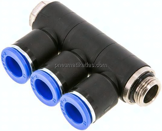 Steck-Mehrfachverteiler, 3-fach G 3/8"-12mm, IQS-Standard