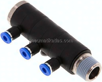 Steck-Mehrfachverteiler, 3-fach R 3/8"-4mm, IQS-Standard