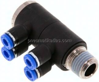 Steck-Mehrfachverteiler, 4-fach R 1/4"-4mm, IQS-Standard