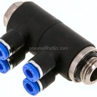 Steck-Mehrfachverteiler, 4-fach G 1/4"-4mm, IQS-Standard