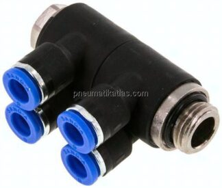 Steck-Mehrfachverteiler, 4-fach G 1/4"-6mm, IQS-Standard